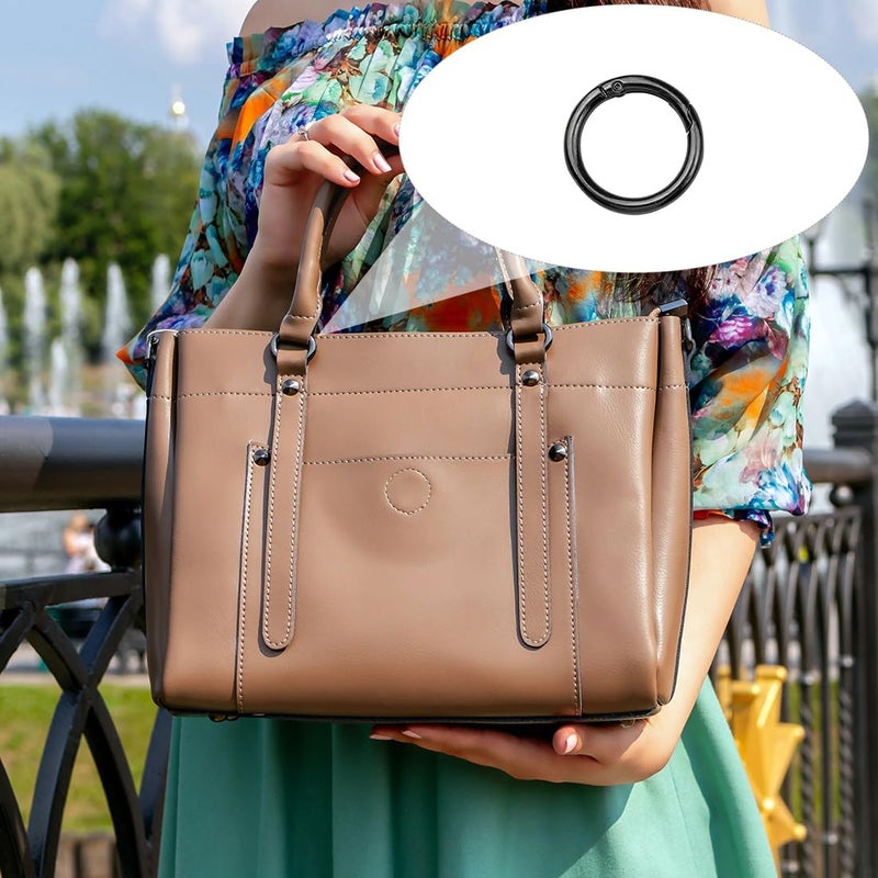 ELANE 24 Pcs Spring O Rings,Trigger Round Snap Buckle,Spring Keyring Buckle,Keychain Ring for Buckle,Bags,Purses (Silver+Gold+Grey, 1 inch) - Image 3